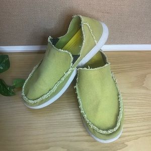 CROCS Santa Cruz Lime Green Canvas Distressed Slip-on Loafers Men's 11